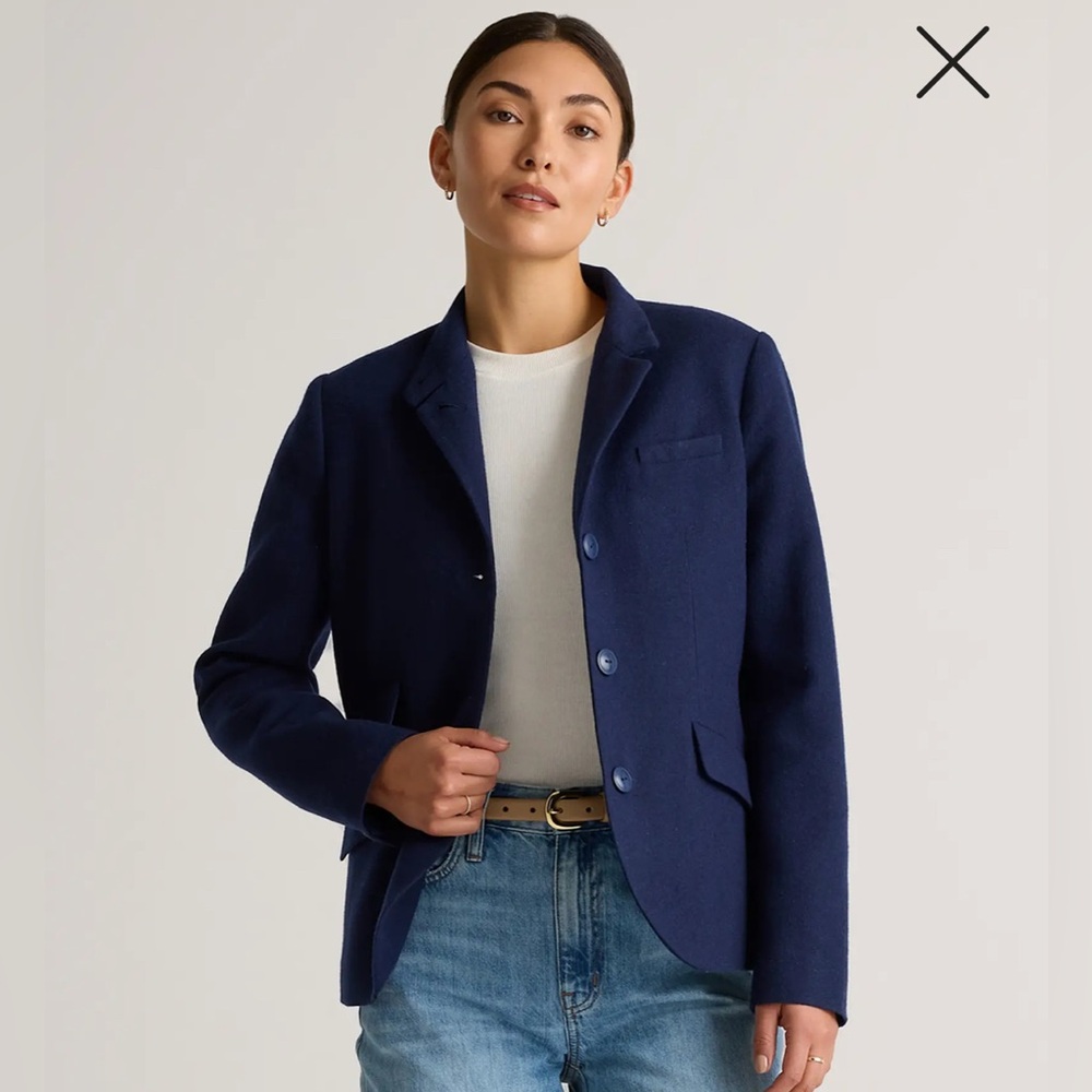 New! Italian Wool Stand Collar Blazer